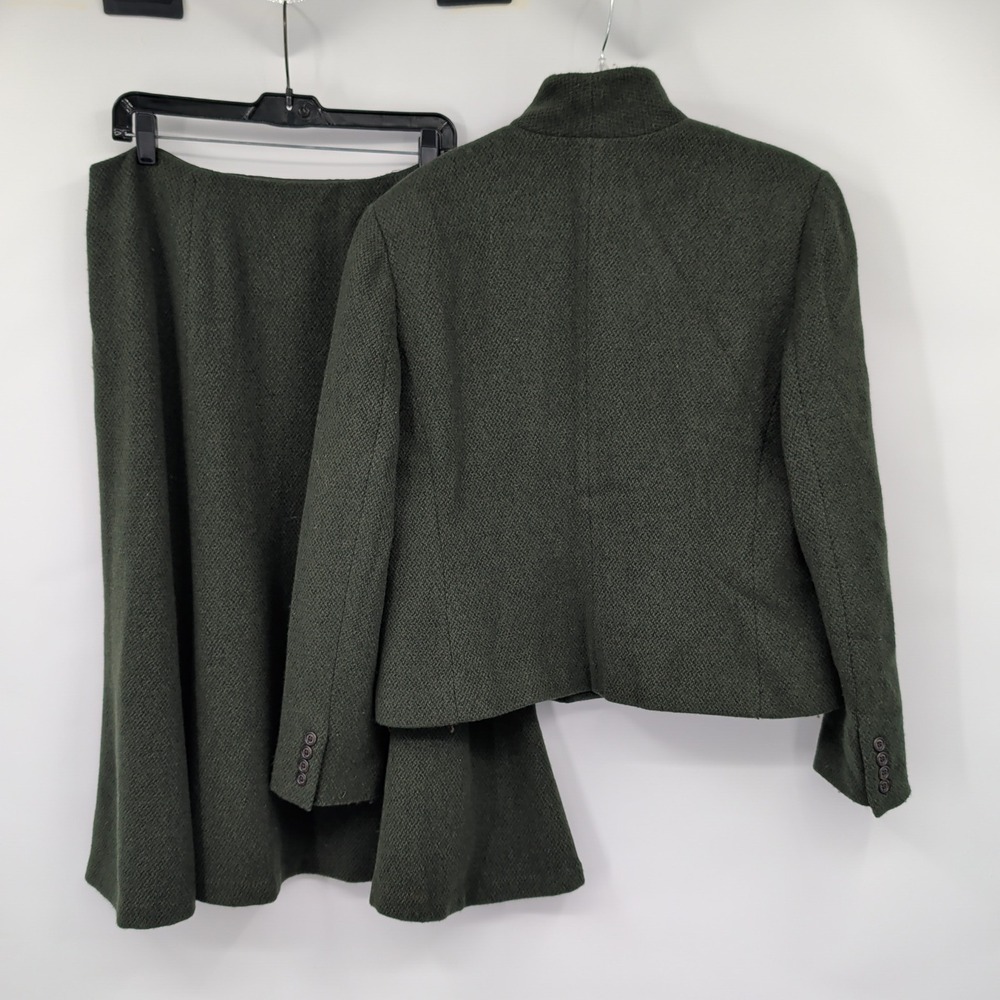Lauren Ralph Lauren Womens Green Wool Blend Skirt Suit Set Jacket Skirt Size 16 - Picture 7 of 13